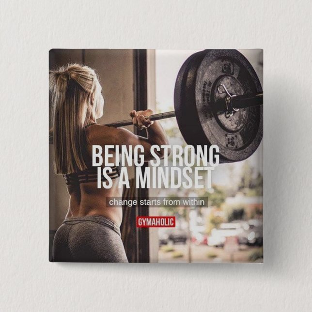 Strong Mindset - Women's Fitness Inspirational 2 Inch Square Button (Front)