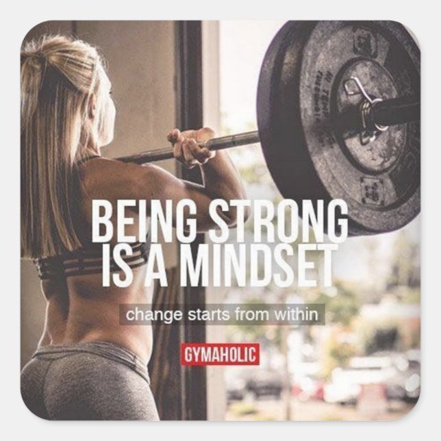 Strong Mindset - Women's Fitness Inspirational Square Sticker (Front)