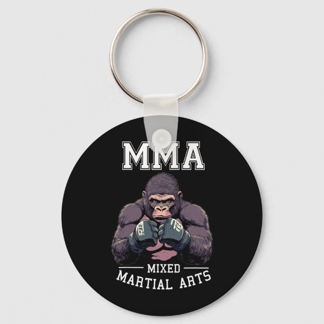 Strong Mma Gorilla - Boxing Cage Fighting  Keychain (Front)