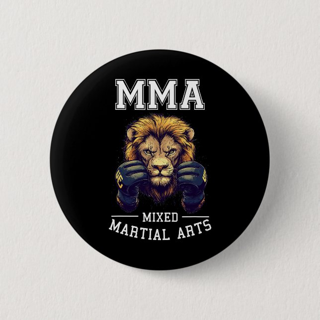 Strong Mma Lion - Thai Boxing Cage Fighting  2 Inch Round Button (Front)