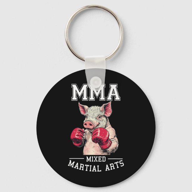 Strong Mma Pig - Thai Boxing Cage Fighting  Keychain (Front)