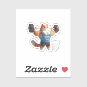 Strong Mom Gym Cat Keychain Sticker