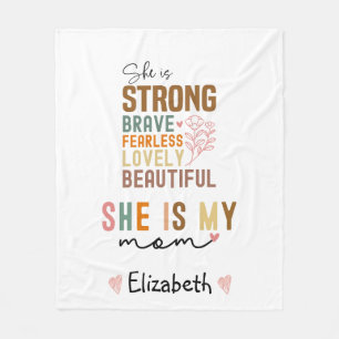 Strong Mom Retro Script Groovy Mother's day  Fleece Blanket