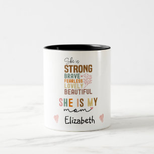 Strong Mom Retro Script Groovy Mother's day Two-Tone Coffee Mug