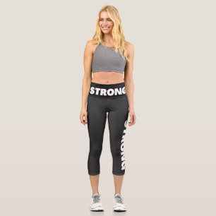 Strong, Motivational, Workout, Capri Gym Leggings