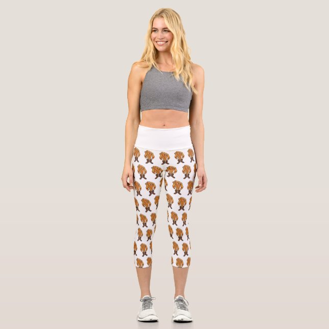 Strong Pie Wearing Boots Capri Leggings (Front)