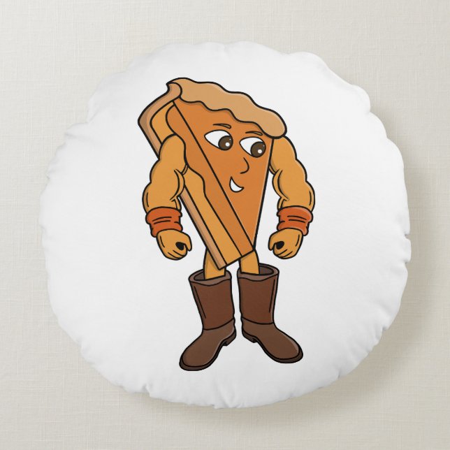 Strong Pie Wearing Boots Round Pillow (Front)