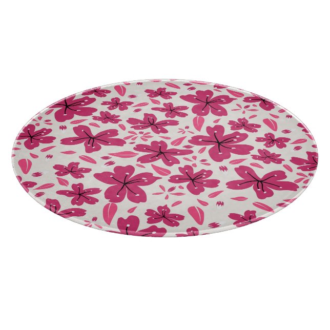 Strong Pink Florals Cutting Board (Corner)