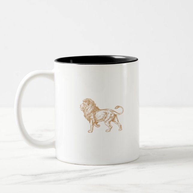 Strong Proud Lion Dark Gold Two-Tone Coffee Mug (Left)