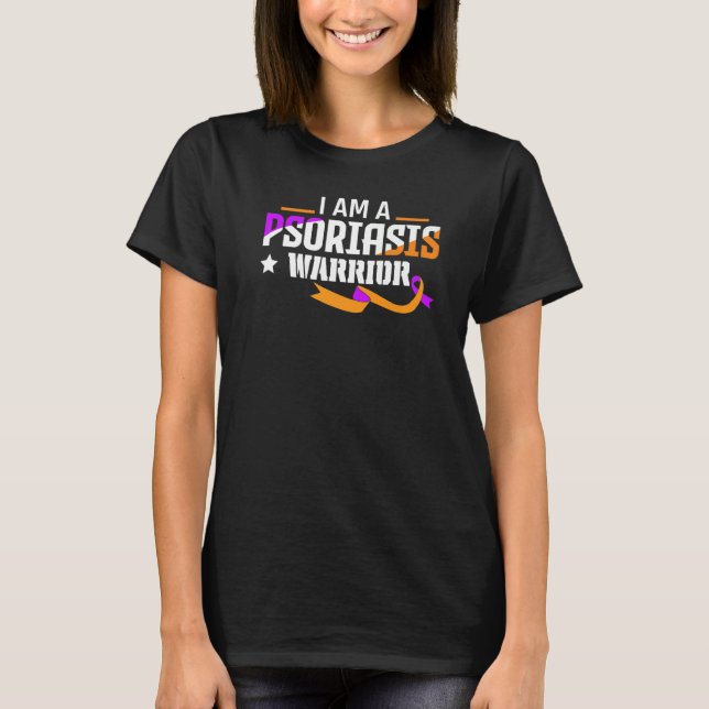 Strong Psoriasis Warrior Ribbon Support Psoriasis  T-Shirt (Front)