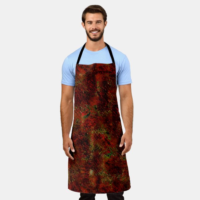 Strong red skinned over rough grey apron (Worn)