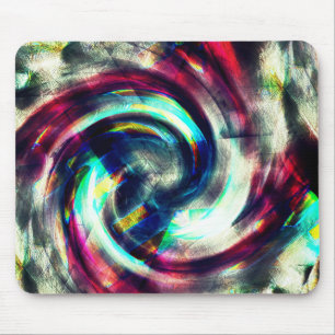 Strong red to blue spiral over grey rough shape th mouse pad