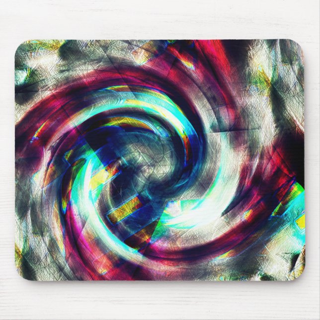 Strong red to blue spiral over grey rough shape th mouse pad (Front)