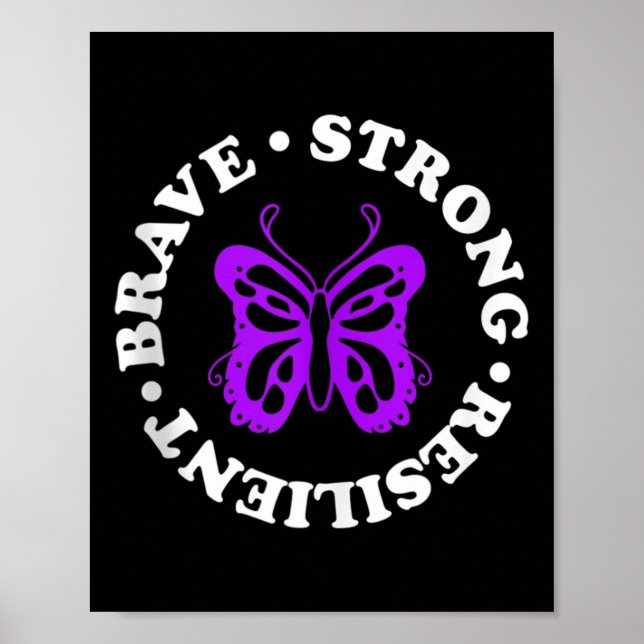 Strong Resilient Fibromyalgia Awareness Fibro Ribb Poster (Front)