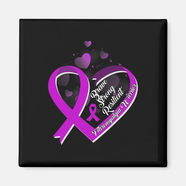 Strong Resilient Fibromyalgia Warrior Awareness Pu Magnet (Front)
