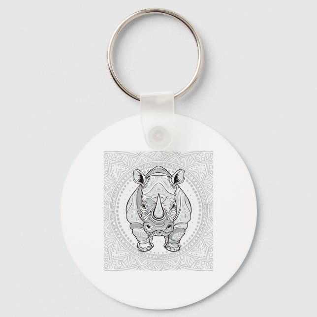 Strong Rhino Sticker  Keychain (Front)