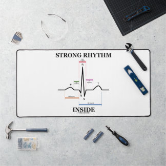 Strong Rhythm Inside Electrocardiogram Heartbeat Desk Mat