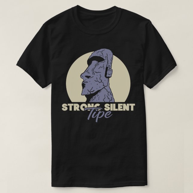 Strong Silent Moai T-Shirt (Design Front)