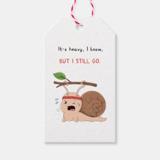 Strong Snail Carrying a Heavy Load Sticker Gift Tags