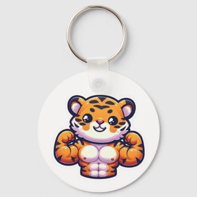 Strong Tiger Tattoo Magnet – Bold Animal Design Keychain (Front)