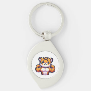 Strong Tiger Temporary Tattoo Keychain