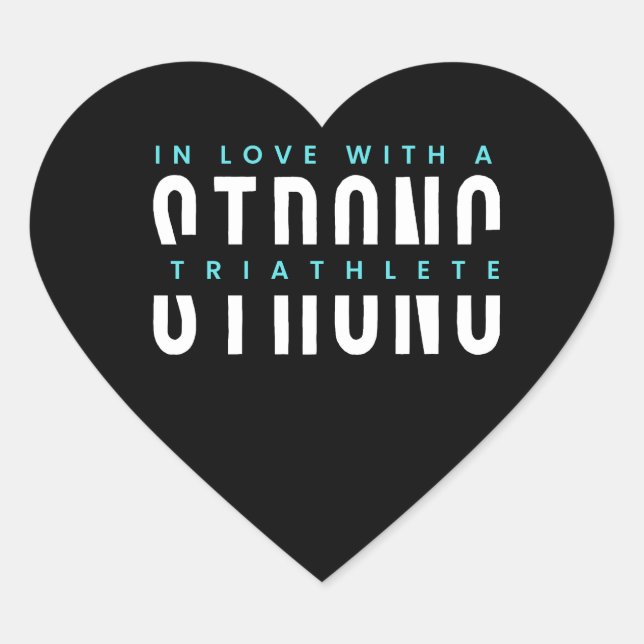 Strong Triathlete Black Heart And WhiteTypography Sticker (Front)