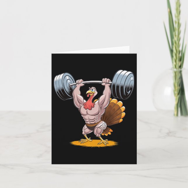 Strong Turkey Bodybuilding Thanksgiving Weightlift Card (Front)