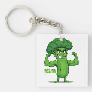 Strong Veggies Club-Flexing Broccoli Funny Cartoon Keychain