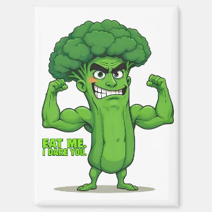 Strong Veggies Club-Flexing Broccoli Funny Cartoon Magnet