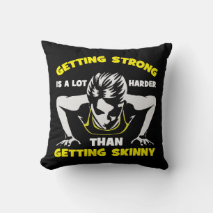 Strong vs Skinny - Women's Workout Motivational Throw Pillow