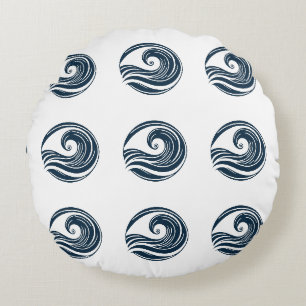 Strong Wave  Round Pillow