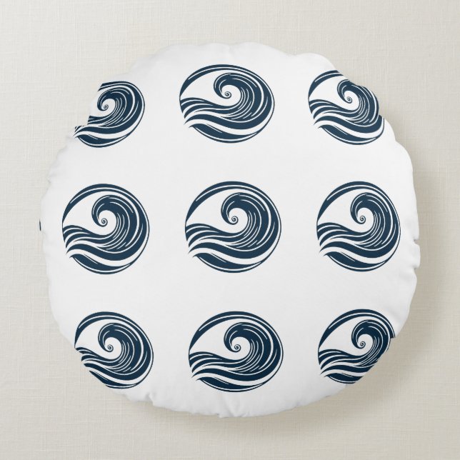 Strong Wave  Round Pillow (Front)