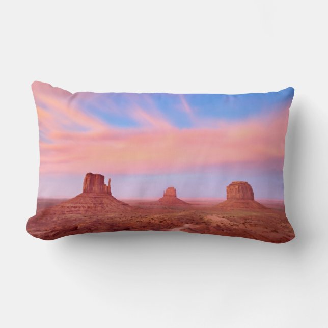 Strong Winds over Desert Valley Lumbar Pillow (Front)