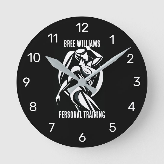 Strong Woman Fitness Personal Training Minimalist Round Clock (Front)