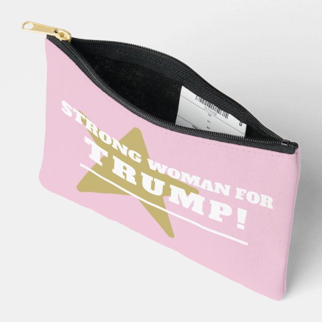 Strong Woman for Trump Pink Accessory Pouch (Open)