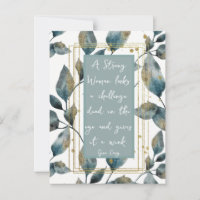 Strong Woman Positive Message Gold Green Foliage 