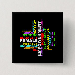 Strong Woman Word Cloud 2 Inch Square Button