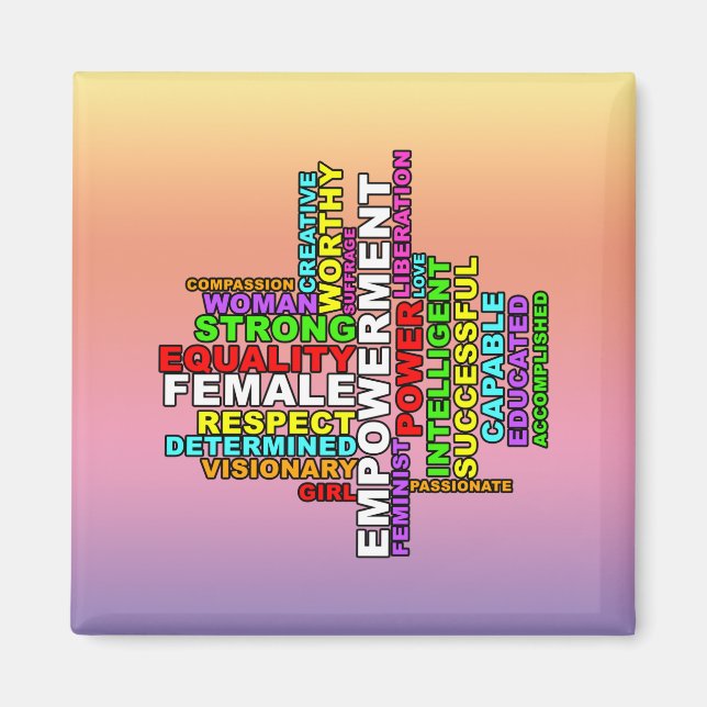 Strong Woman Word Cloud Magnet (Front)