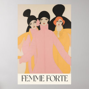 Strong Women Art Deco Print Fashion Illustration