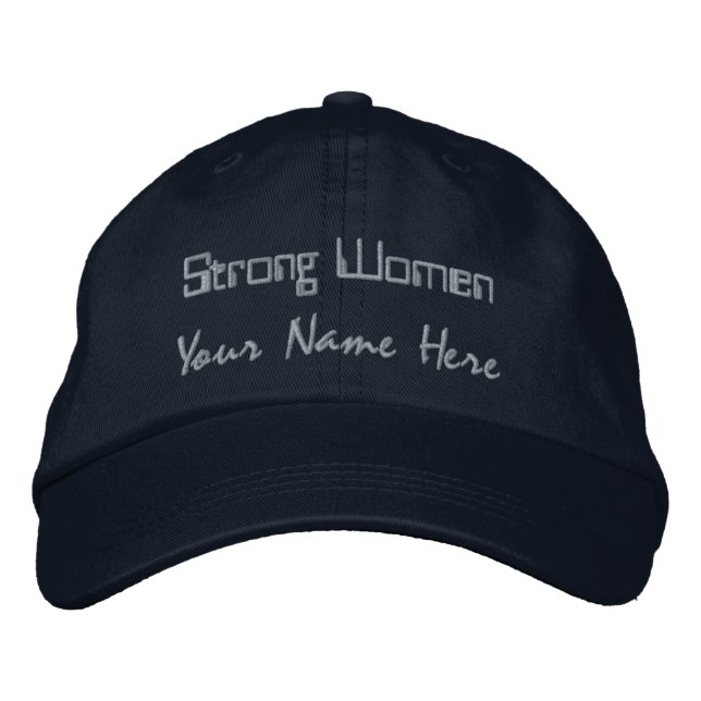 Strong Women Personalized Navy-Hat Stylish Women's Embroidered Hat (Front)