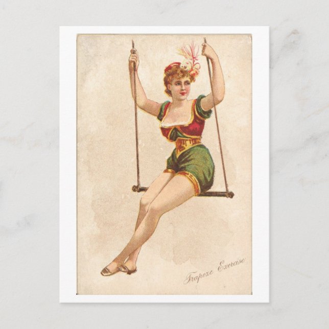 Strong Women Series #40: Trapeze Artist Vintage Postcard (Front)