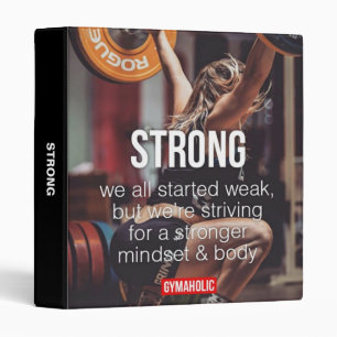STRONG, Women's Weight Lifting Inspirational Words Binder