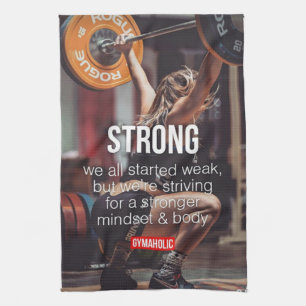 STRONG, Women's Weight Lifting Inspirational Words Kitchen Towel