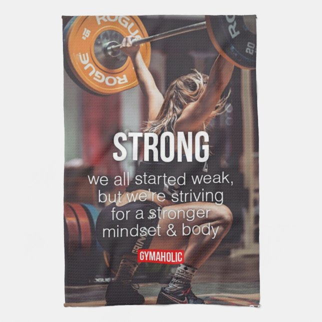 STRONG, Women's Weight Lifting Inspirational Words Kitchen Towel (Vertical)