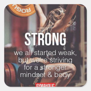 STRONG, Women's Weight Lifting Inspirational Words Square Sticker
