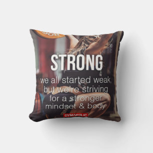STRONG, Women's Weight Lifting Inspirational Words Throw Pillow