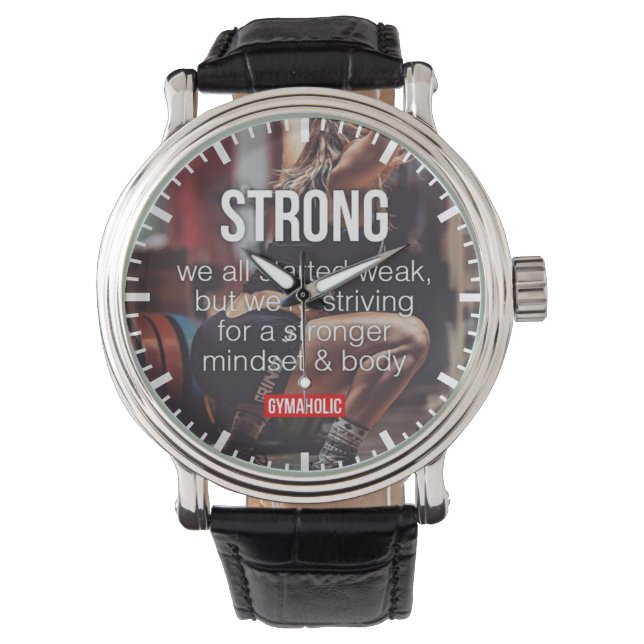 STRONG, Women's Weight Lifting Inspirational Words Watch (Front)