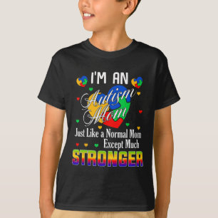 Stronger Autism Mom Puzzle Piece Heart Support Awa T-Shirt