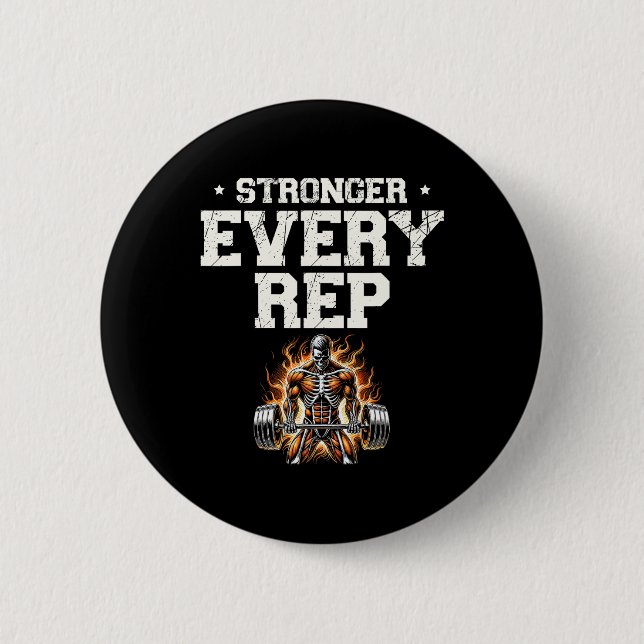 Stronger Every Rep Weightlifter Bodybuilding Bodyb 2 Inch Round Button (Front)
