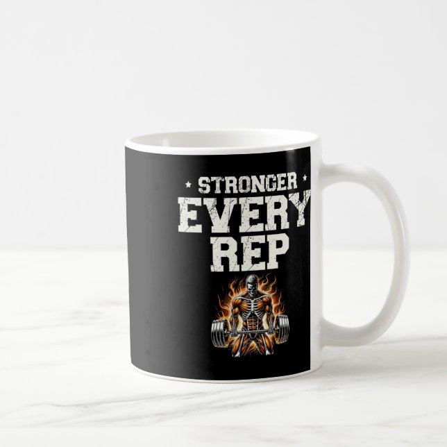 Stronger Every Rep Weightlifter Bodybuilding Bodyb Coffee Mug (Right)